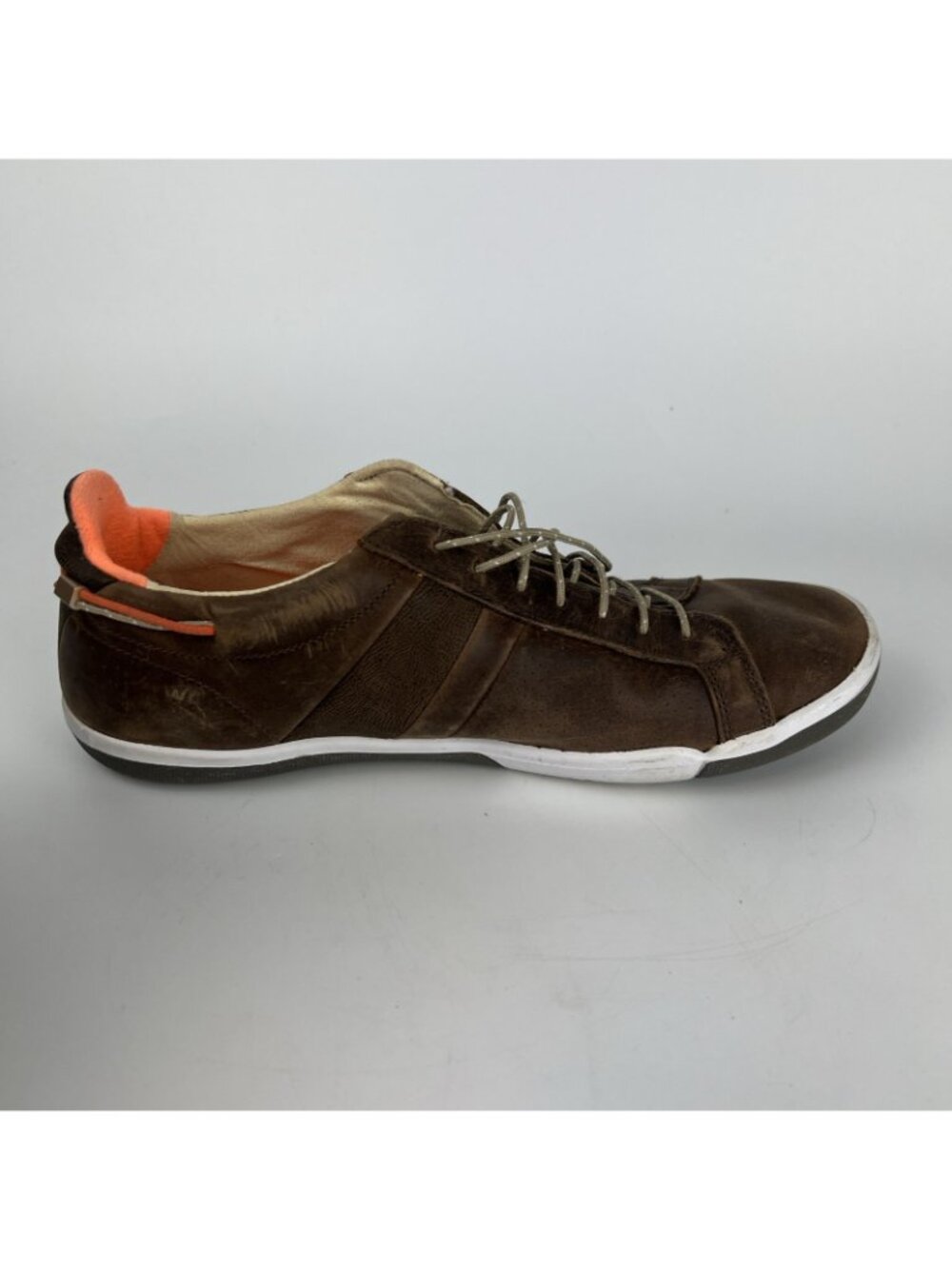 Plae MULBERRY Brown Leather Gray Suede Low Top Sneakers Mens 9.5 - Picture 5 of 9